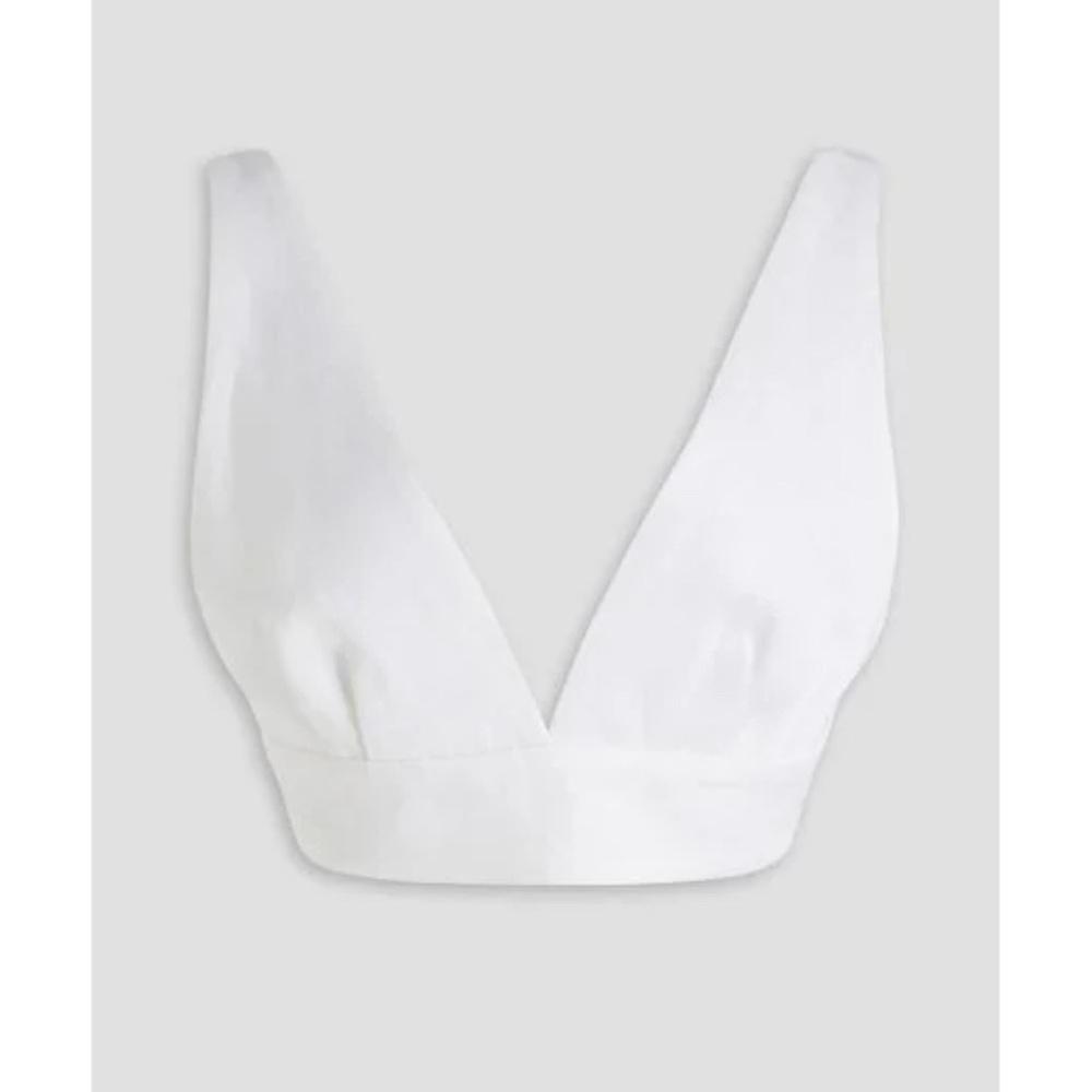 Sandro Women's White Pleated Crepe Bra Top